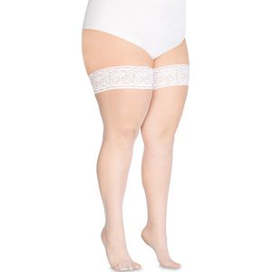 Annes witte net Hold Up Kousen Calze Rete 20 denier, Plus Size, maat XL/XXL (5/6)