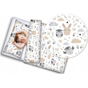 Baby dekbedovertrek 2 delig set -100% Katoen- Bosdieren ontwerp 120x90 cm