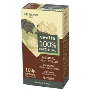 Venita 100% NATURAL BIO ORGANIC Henna HERBAL BOTANICAL PERMANENT VEGAN Haarverf 4.0 Brown/Bruin 100g