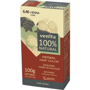 Venita 100% NATURAL BIO ORGANIC Henna HERBAL BOTANICAL PERMANENT VEGAN Haarverf 6.46 Henna 100g