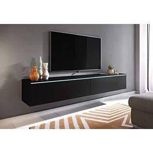 PIASKI TV-meubel Lowboard D 180 cm, zwevend tv-meubel, matzwart (zonder optionele ledverlichting)