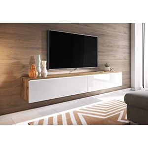 Moderne tv-standaard, zwevend tv-meubelkast, tv-kast voor wandmontage, Blink 180cm Wotan-eik