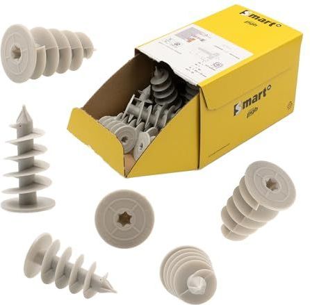 Marke SM0STYN Thermo isolatiepluggen, verwerking zonder voorboren of speciaal gereedschap, hardschuimpluggen, piepschuimpluggen, spiraalpluggen (25 x 50-25 stuks), 100% nylon, grijs