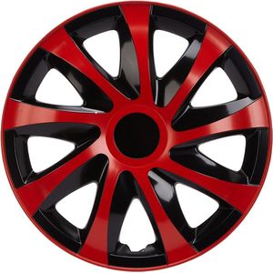 Wieldoppen Set van 4 elegante zwart-witte DRACO CS 14 ""rode ringen