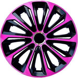 NRM - wieldoppen 16"" - zwart met roze - set van 4 stuks - ABS / Duurzaam / Resistant