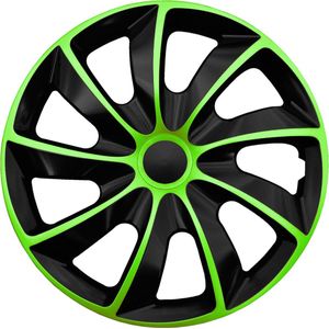 NRM Quad Bicolour - Wieldoppen 13"" - Set van 4 stuks / Kunststof - Groen/Zwart