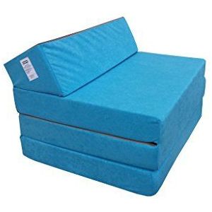 Matras voor Futon-fauteuil, opvouwbaar, kleurkeuze - lengte 200 cm, blauw 30955 microvezel