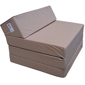 Matras voor Futon-fauteuil, opvouwbaar, kleurkeuze - lengte 200 cm (1009-beige microvezel)