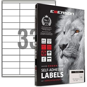 Emerson 70 x 25,4 mm, 33 stuks/vel, 100 vellen A4 universele zelfklevende etiketten etiketten zelfklevende stickers om te beschrijven, etiketten om te beschrijven, stickers voor labeldruk