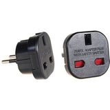 Maclean MCE72 power plug adapter Type C (Europlug) Type G (UK) zwart