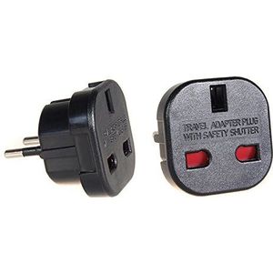 Maclean MCE72 power plug adapter Type C (Europlug) Type G (UK) zwart