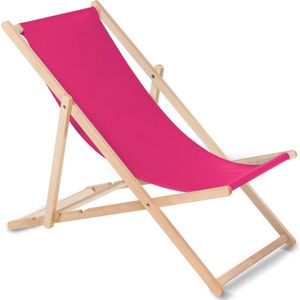 GreenBlue strandstoel Houten ligstoel Beukenhout Drie verstelbare rugleuningposities Roze