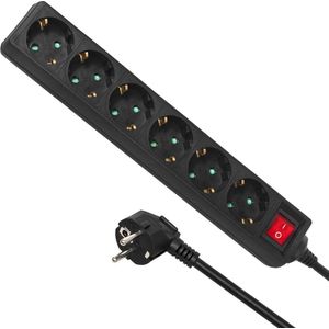 Maclean MCE189G 6-voudige stekkerdoos met schakelaar - stekkerdoos - kinderbeveiliging - 3500 W - 1,4 m