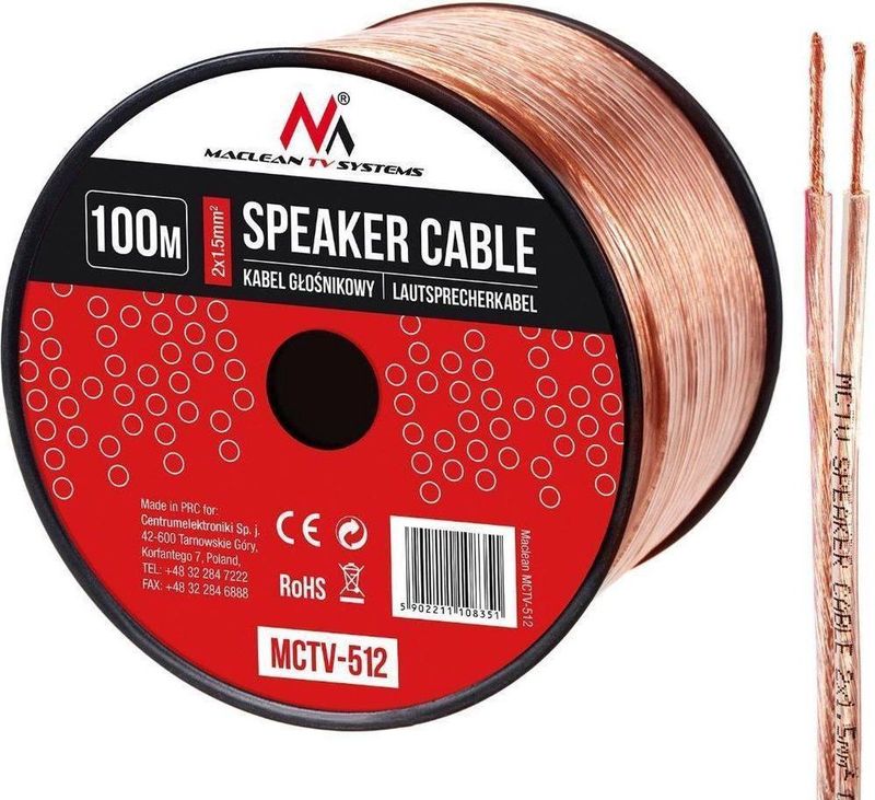 Maclean - MCTV-512 - Luidsprekerkabel - Koper - 100 m - 2x1,5 mm²