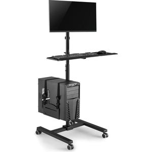 Maclean MC-793 - Monitorstandaard op wielen - statief - PC houder - trolley voor de monitor - ideale stand-up werkplek!