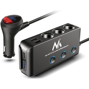 Autolader Triple Car Socket (2x USB ) MACLEAN 3 auto sigarettenaanstekerstekkers 2 poorten USB