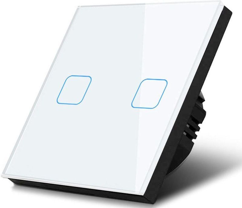 Maclean - MCE703W - Aanraaklichtschakelaar - Wit - Gehard Glas - Dubbel