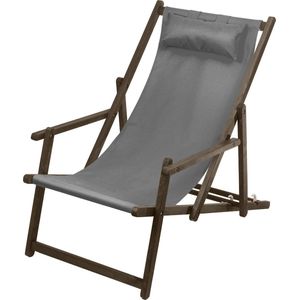 Ligstoel - strandstoel met armleuning en kussen GreenBlue Premium GB283 grijs
