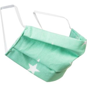Herbruikbare, dubbelzijdig katoenenmasker - groen, sterren