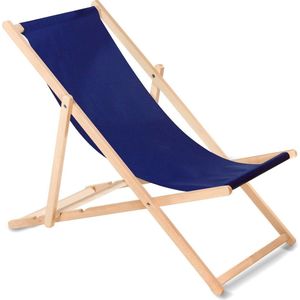 Green Blue Ligstoel zonnebed inklapbaar van beukenhout zonder armleuning zonnebed ligstoel ligstoel (marineblauw)