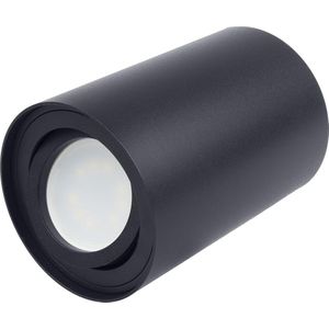 Maclean MCE422 B Plafondopbouwlamp met GU10-fitting voor led- en halogeenlampen tot 40 W opbouw, zwenkbaar aluminium (zwart, 1 stuk - rond)