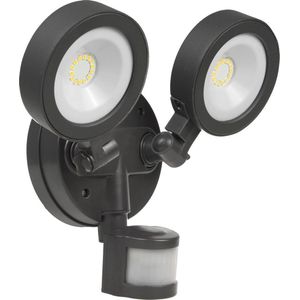 Maclean Energy MCE368 LED wandlamp met PIR sensor - PC + ALU, 20W (1900lm) Neutraal Wit 4000K IP65 Grijs
