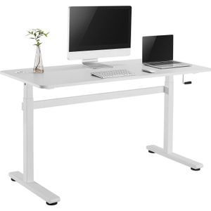 Ergo Office - Zit-sta bureau 140x60cm Handmatig in hoogte verstelbaar bureau max. 117cm | Ergonomische tafel Belastbaar tot 40kg Wit