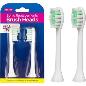 ProMedix -vervangende borstelset voor Promedix PR-740 elektrische sonische opzetborstels 2 stuks - Wit