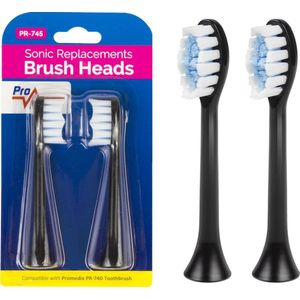 ProMedix Vervangende borstelset voor Promedix PR-740 elektrische sonische opzetborstels 2 stuks  - Zwart