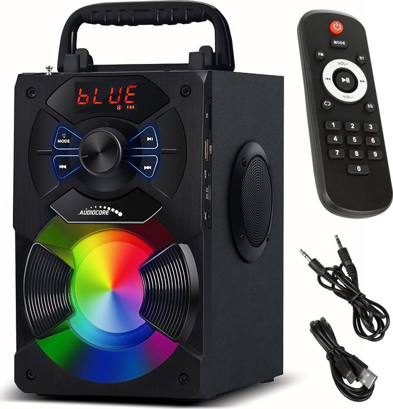 Audiocore AC730 Draagbare Bluetooth Luidspreker - Draadloos - 11W Uitgangsvermogen - Met Radio - USB - Aux-in