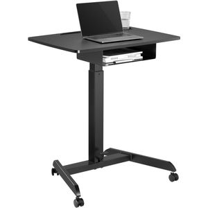 Maclean - In hoogte verstelbaar laptop bureau met wieltjes en een lade zit-sta bureau -  hoogte verstelbaar tot max. 113cm max. 8kg (Zwart)