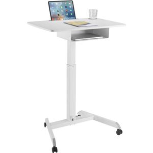 Maclean - Bureau - Sit sta Bureau - In hoogte verstelbaar laptop bureau met wieltjes en een lade - hoogte verstelbaar tot max. 113cm max. 8kg (Wit)
