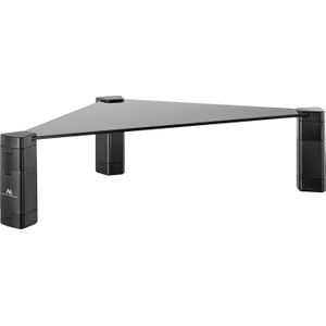 Maclean - Monitorstandaard Hoekplank In hoogte verstelbare monitorstandaard Laptopstandaard Gehard glas - Monitorverhoger tot max. 20kg | Driehoekig