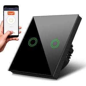 Maclean - Aanraakschakelaar - WiFi - 2-voudige - Glazen - Kleurveranderende LED-verlichting