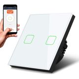 Maclean - Schakelaar Slimme WiFi 2-voudige Touch Light Switch compatibel met Tuya APP Wandschakelaar Glazen schakelaar met kleurwijziging LED