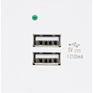 Maclean MCE728W USB-stopcontact, modulair, inbouw, 2 poorten tot 2,1 A, snel opladen (wit)