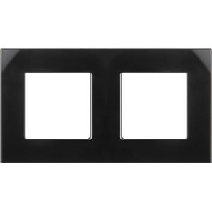 Maclean - 2-voudig Glasraampaneel 157x86mm Voor Wandcontactdoos Modulaire Wandcontactdoos Inbouw- Zwart
