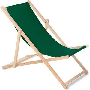 GroenBlauw - strandstoel - Klassieke beuken ligstoel - Donkergroen
