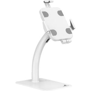 Maclean MC-468 Universele tablethouder met vergrendelingsfunctie, van 7,9 tot 11 inch, stabiele wand- of tafelbevestiging voor tablets, diefstalbeveiliging, reclame, wit