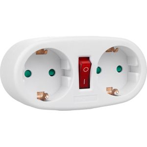 Maclean - wandcontactdoos splitter met 2 contactdozen en stroomonderbreker, type F schuko , 2x16A, MCE338 F