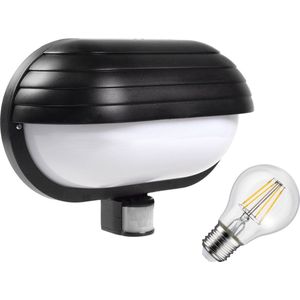 Maclean - Buitenmuur wandlamp met bewegingssensor + 8W LED lamp - max. 60W, 180°