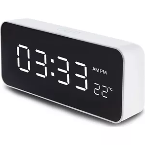 HOMVILLA Digitale wekker met groot led-display, digitale wekker met volumeregelaar, instelbare helderheid en dubbel alarm, notering van 12/24 uur, intelligente wekker met stroomvoorziening via