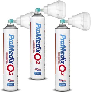 Promedix PR-994 - Draagbare Zuurstofinhalator - 12L - 99,4% O2 - Set van 3 Stuks