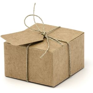 PARTYDECO - 10 kleine kartonnen doosjes met etiketten