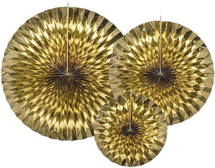 Papierfächer Gold Set 23-40cm 3 Stück