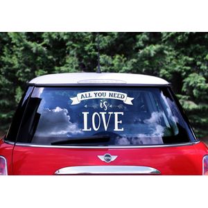 PartyDeco trouwauto decoratie sticker/autosticker Love - Bruiloft - wit - 33 x 45 cm - just married