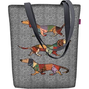 Zonnige schoudertas met rits - Dames shopper 36x40 cm (past A4) draagtas stof tas met motief Joker