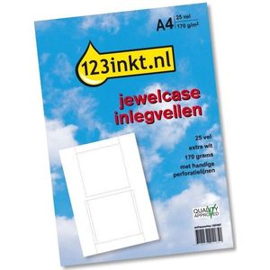 123inkt - Jewelcase-inlegvellen - 25 Vel - Voor CD-doosjes