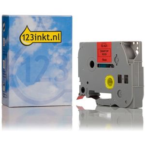 123inkt huismerk vervangt Brother TZe-421 tape zwart op rood 9 mm