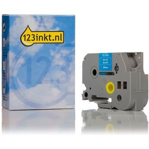 123inkt huismerk vervangt Brother TZe-555 tape wit op blauw 24 mm